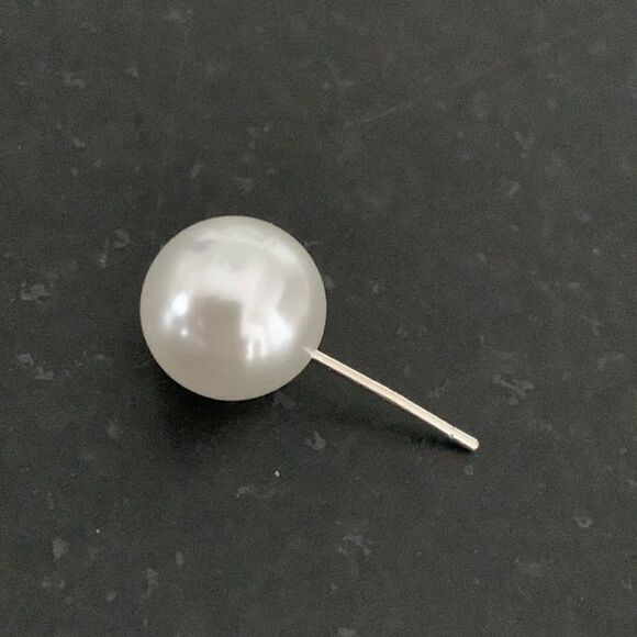 Luminous Large Faux Pearl Stud Earrings, 10mm, Silver Plated, Classic Style Gift - Picture 4 of 10